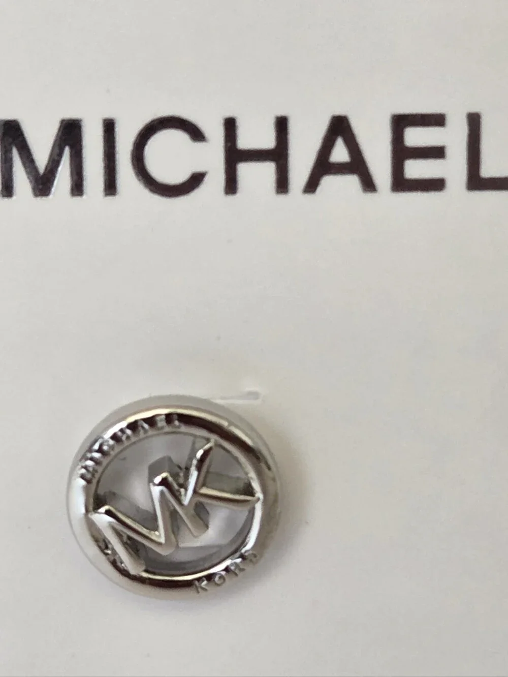 Michael Kors Silver MK Logo Stud Earrings NWT